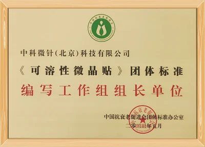 团体标准编写工作组组长单位证书
