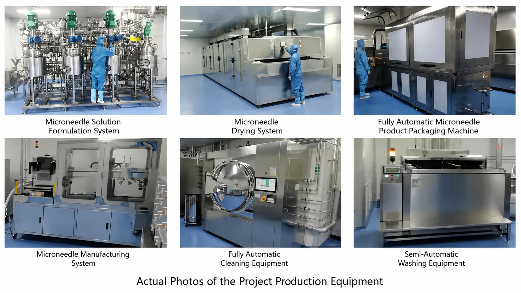 Microneedle solution preparation, forming, drying, cleaning and packaging equipment